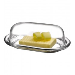 Manteigueira 19,8cm Comprimento Em Vidro Com Tampa Pasabahçe 